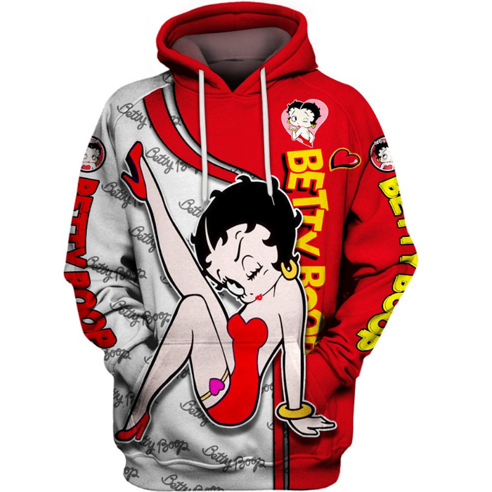 Betty Boop Pattern Hoodie And Leggings Set