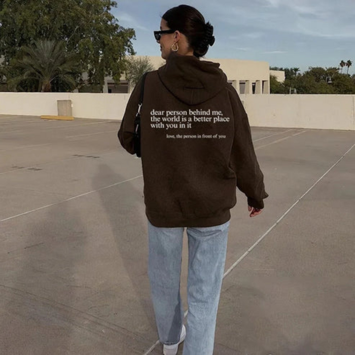 Quote Printed Pattern Hoodie