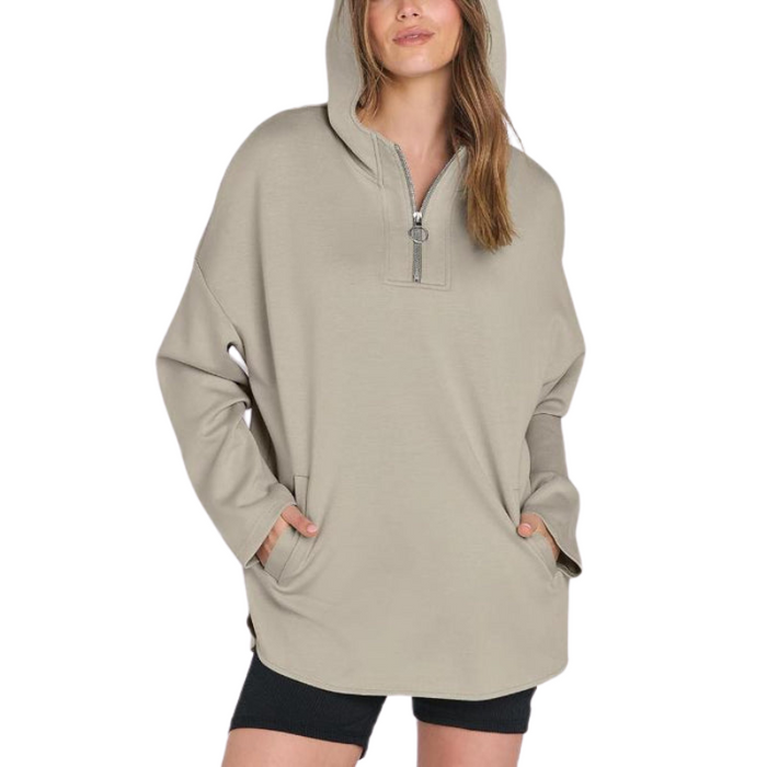 Oversized Quarter Zip Tunic Hoodie