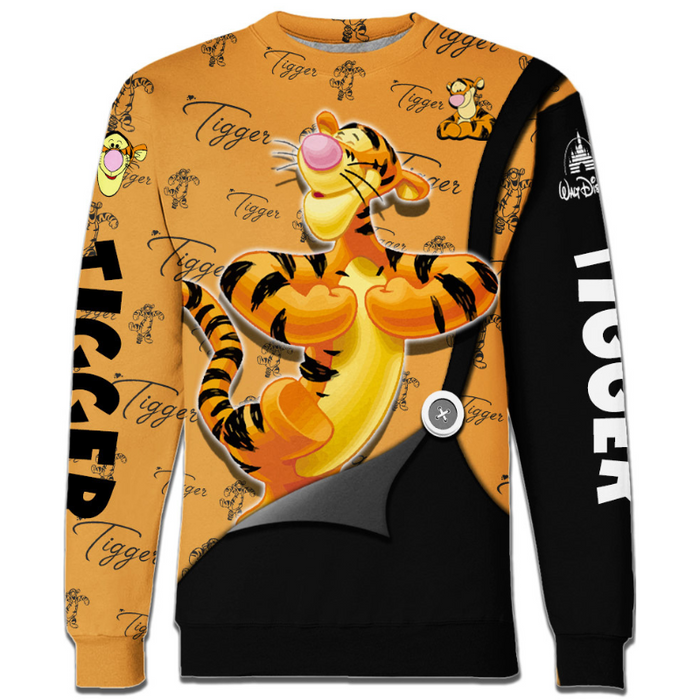 Tigger Pattern Hoodie And Leggings Combo Set