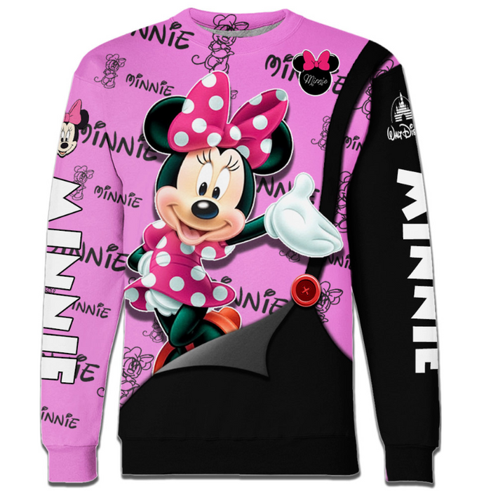 Minnie Mouse Text Print Hoodie And Leggings Set