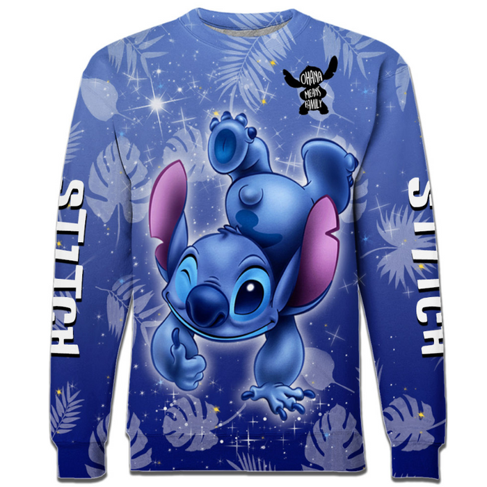 Stitch Ohana Castle Glitter Hoodie And Leggings Combo