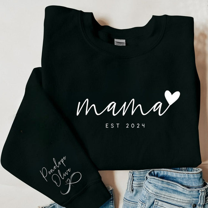 Infinite Love Mom Custom Mama Sweatshirt with Kids Names On Sleeve