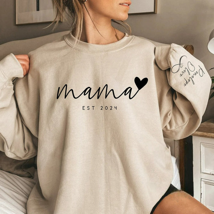 Infinite Love Mom Custom Mama Sweatshirt with Kids Names On Sleeve