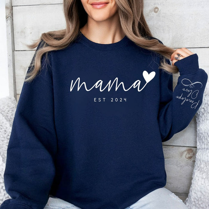 Infinite Love Mom Custom Mama Sweatshirt with Kids Names On Sleeve