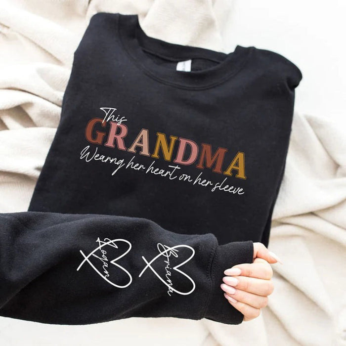 Customized Wear Mama Sweatshirt With Kid Names On Sleeves For Mothers Day