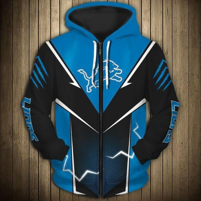 Detroit Lions Inspired Lightning Graphic Hoodie