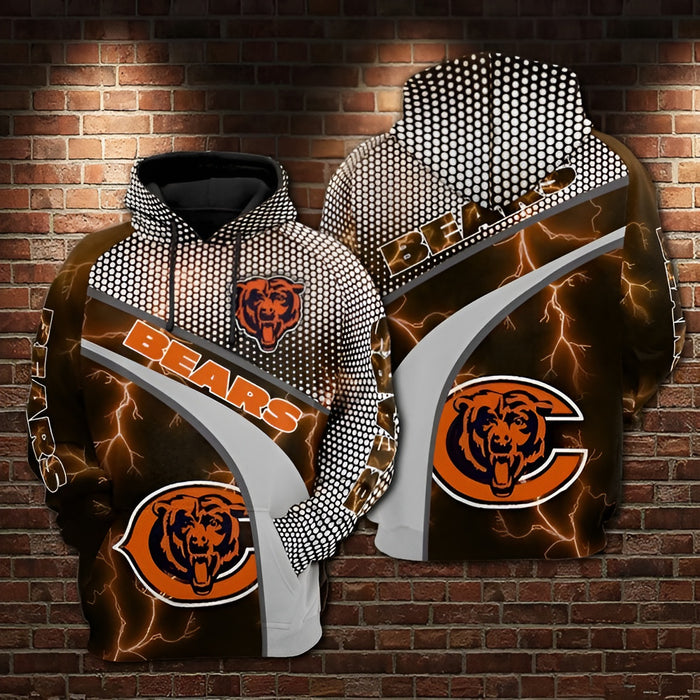 Chicago Bears Lightning Hoodie With Pullover And Zip Up Options