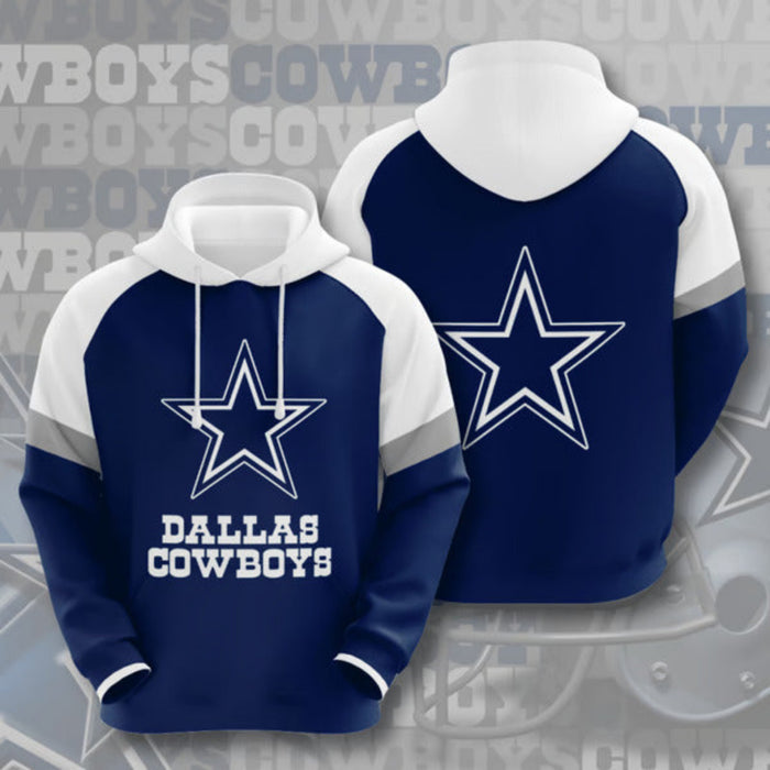 Dallas Cowboys Themed Star Logo Printed Hoodie