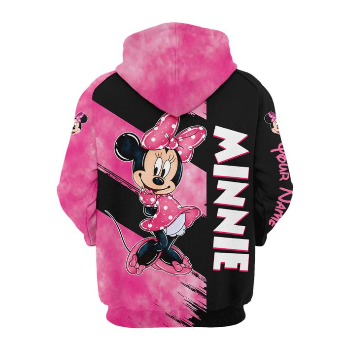 Personalized Name Minnie Pattern Hoodie And Leggings Set