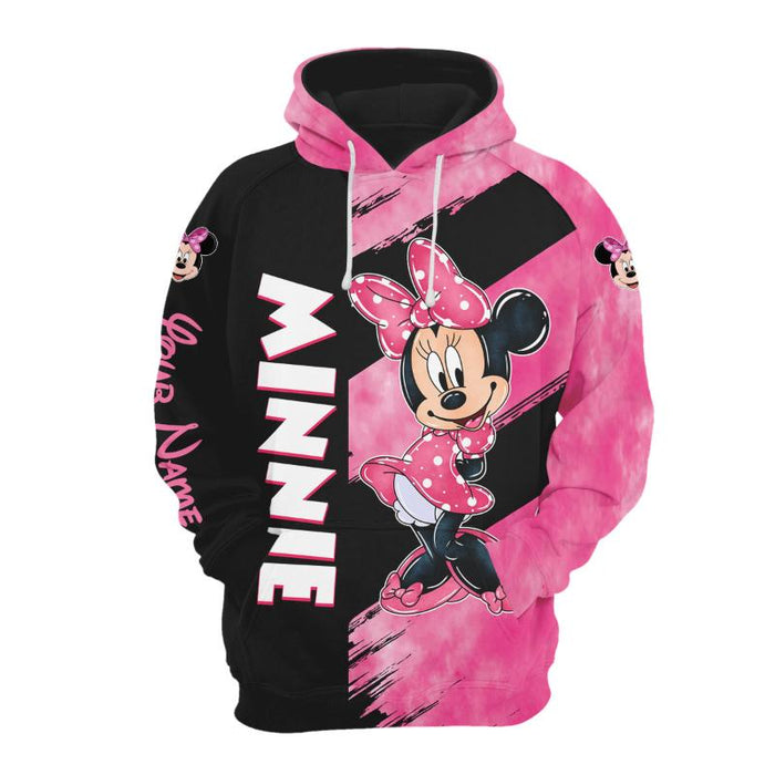 Personalized Name Minnie Pattern Hoodie And Leggings Set