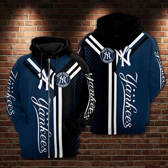 Stylish Yankees Hooded Top With Graphic Design