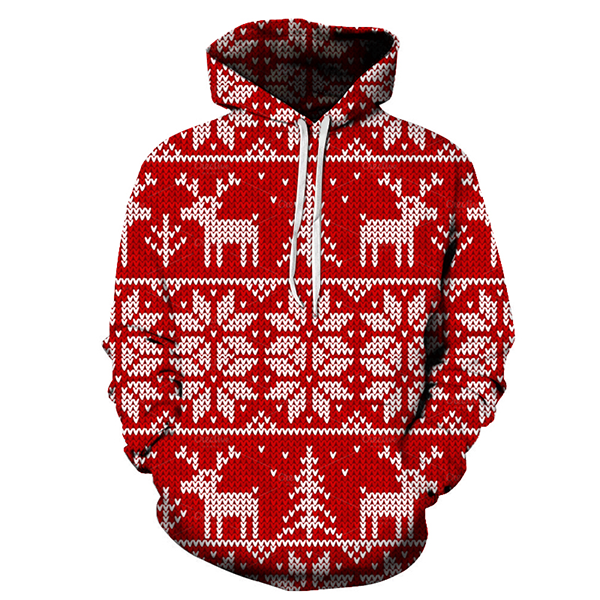 3D Christmas Elk and Snowflake Hoodie - Sweatshirt, Hoodie, Pullover ...