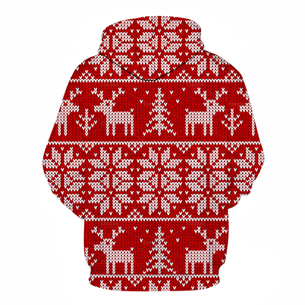 3D Christmas Elk and Snowflake Hoodie - Sweatshirt, Hoodie, Pullover