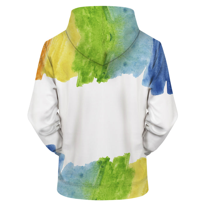 Blue & Green Watercolor Hoodie 3D Sweatshirt Pullover Hoodie