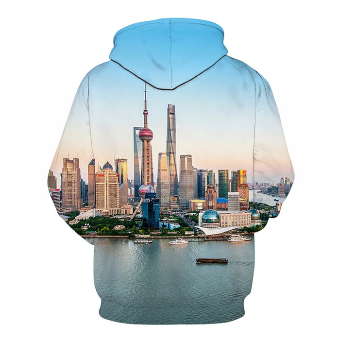 Shanghai Skyline 3D - Sweatshirt, Hoodie, Pullover
