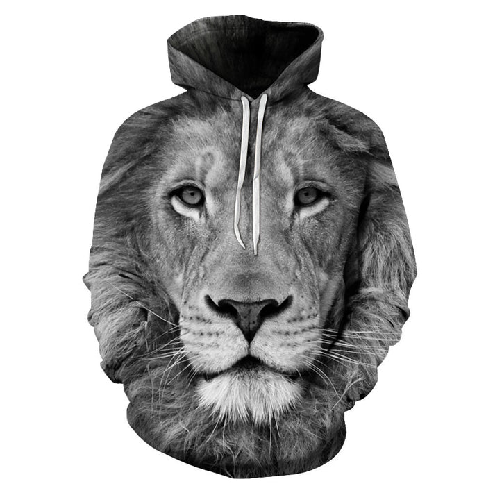 Black & White Lion 3D - Sweatshirt, Hoodie, Pullover