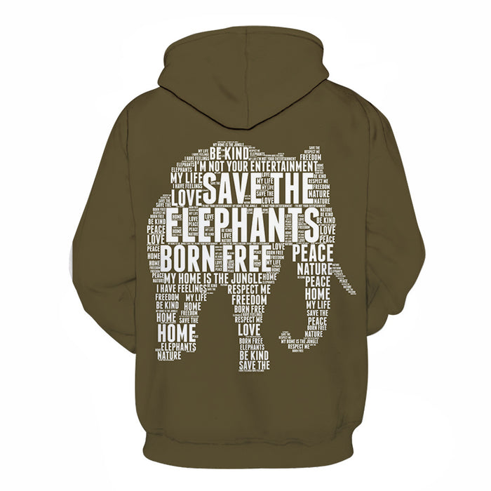 Saving Elephants 3D - Sweatshirt, Hoodie, Pullover