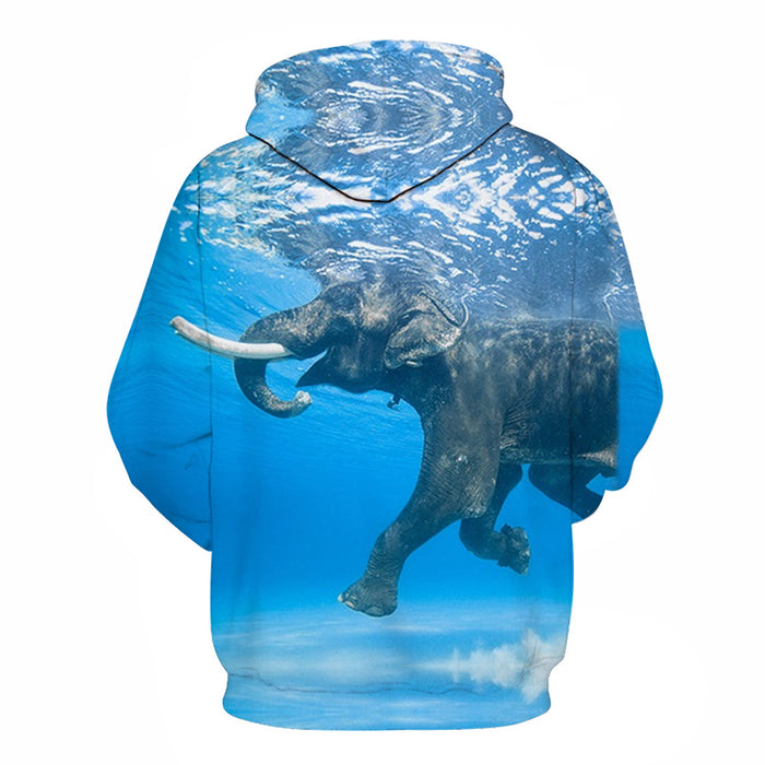 Elephant Swimming 3D - Sweatshirt, Hoodie, Pullover