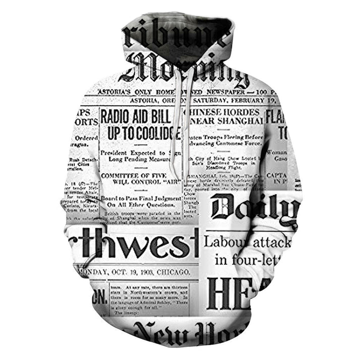 Headline Newspaper Print 3D - Sweatshirt, Hoodie, Pullover