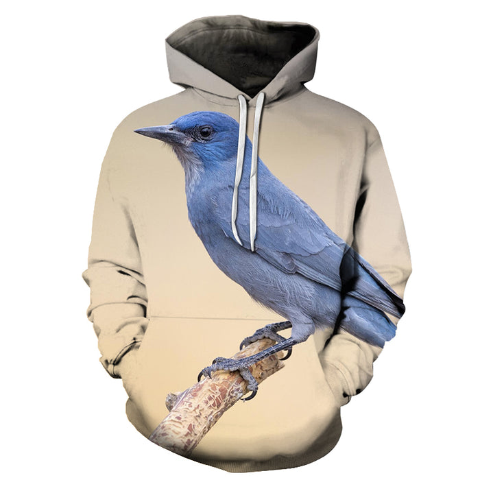 Blue Sparrow Bird Face 3D - Sweatshirt, Hoodie, Pullover