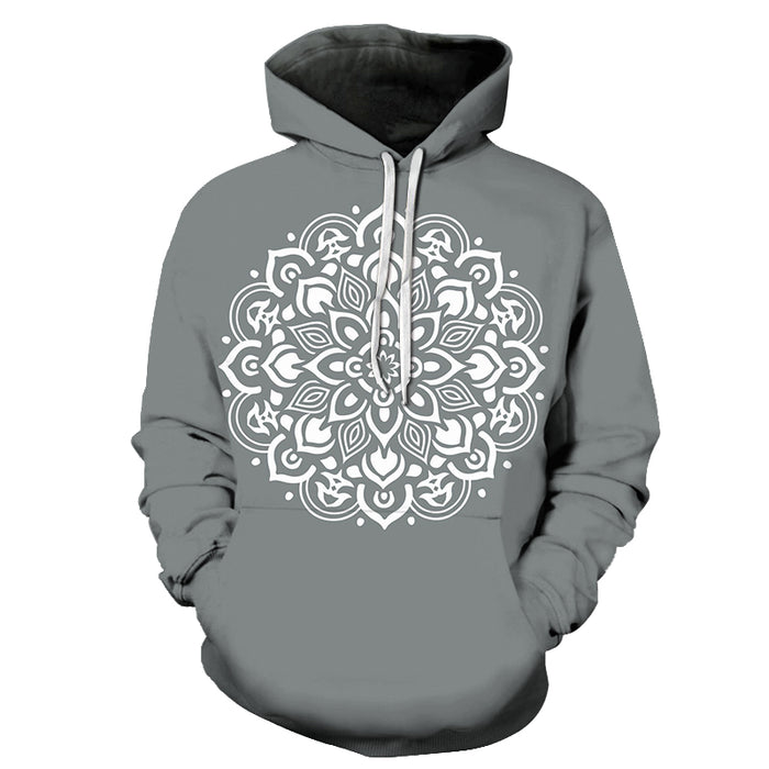 Grey Mandala Print 3D - Sweatshirt, Hoodie, Pullover