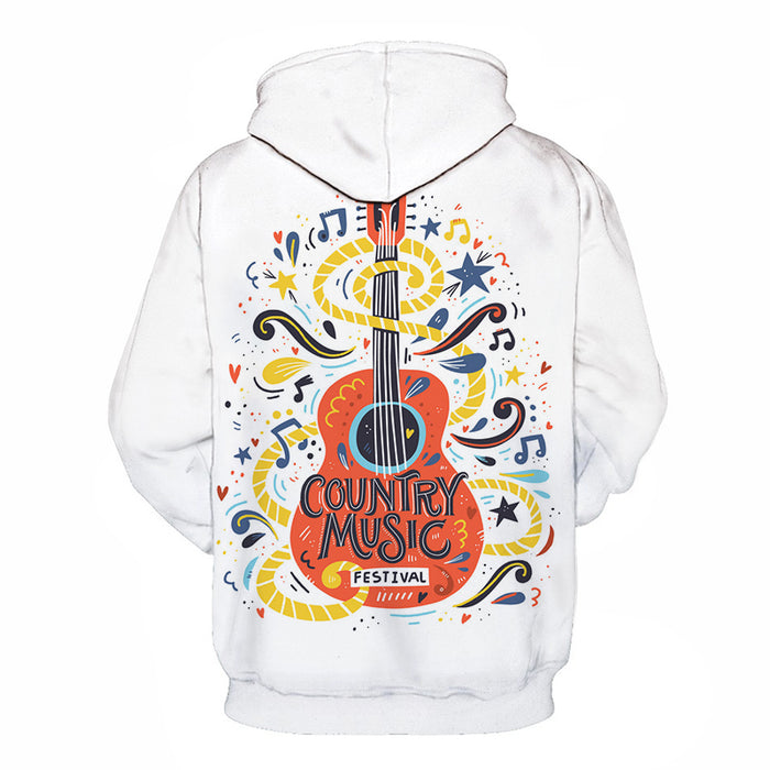 Orange Guitar Country Music White 3D - Sweatshirt, Hoodie, Pullover