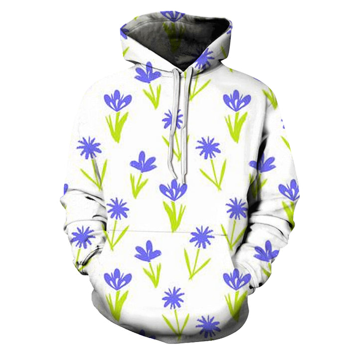 Purple Flowers White 3D Sweatshirt Hoodie Pullover