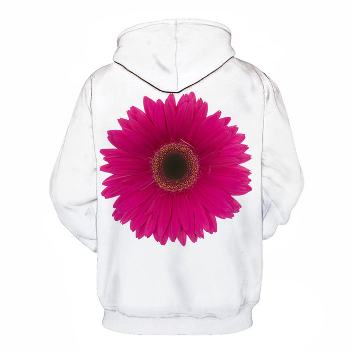 Pink Flower White 3D Sweatshirt Hoodie Pullover