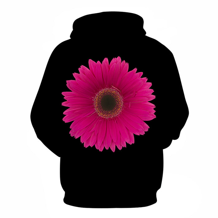 Pink Flower Black 3D Sweatshirt Hoodie Pullover