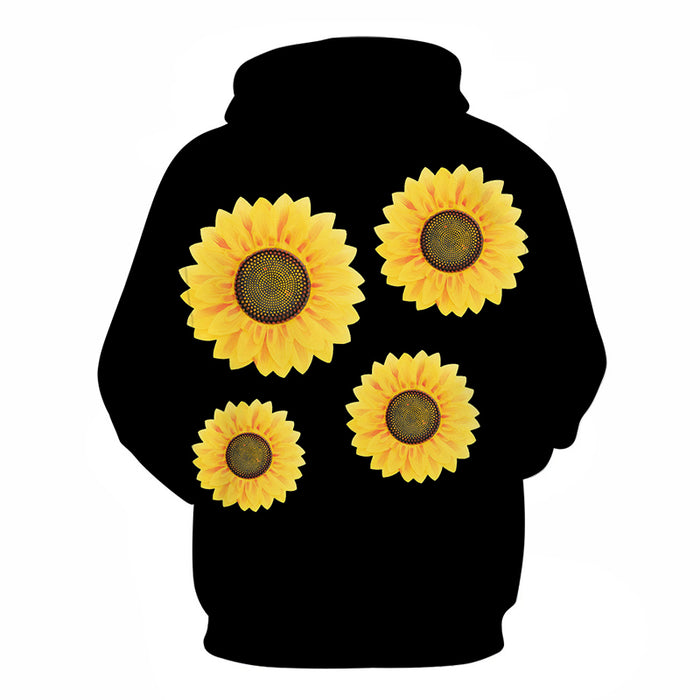 Sunflower Black 3D Sweatshirt Hoodie Pullover