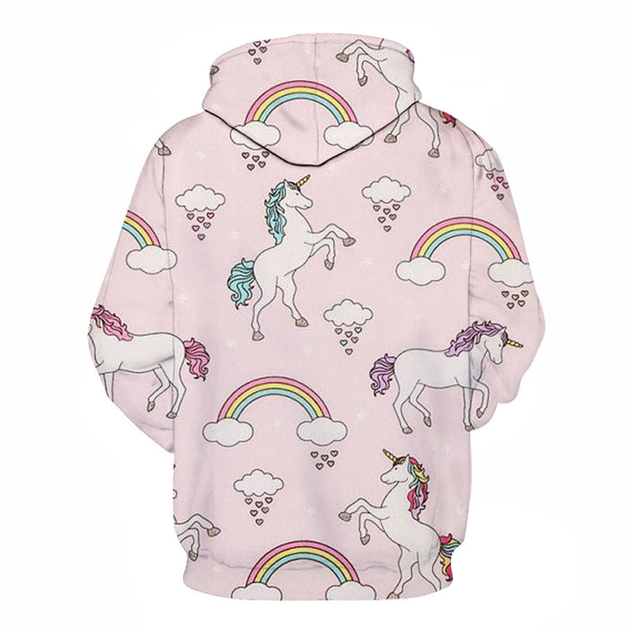 Pink Unicorn Cartoon 3D - Sweatshirt, Hoodie, Pullover