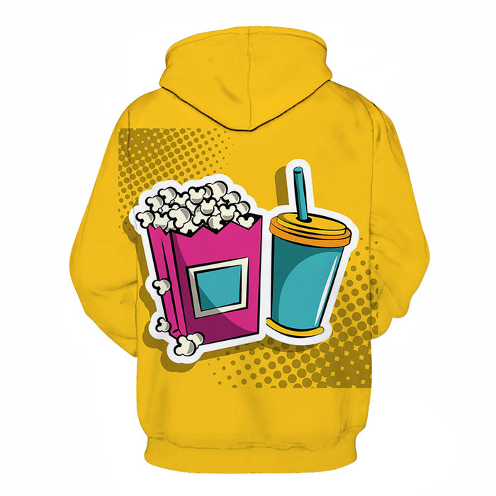 Drink & Popcorn 3D Hoodie Sweatshirt Pullover
