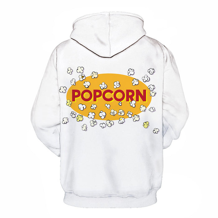 White Popcorn 3D Hoodie Sweatshirt Pullover