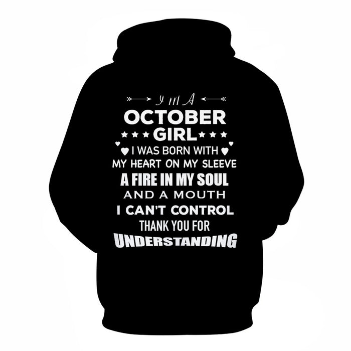 October Born Girl 3D - Sweatshirt, Hoodie, Pullover