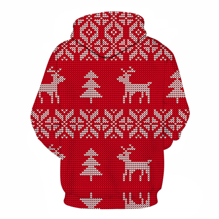 Red 3D Christmas Hoodie - Sweatshirt, Hoodie, Pullover
