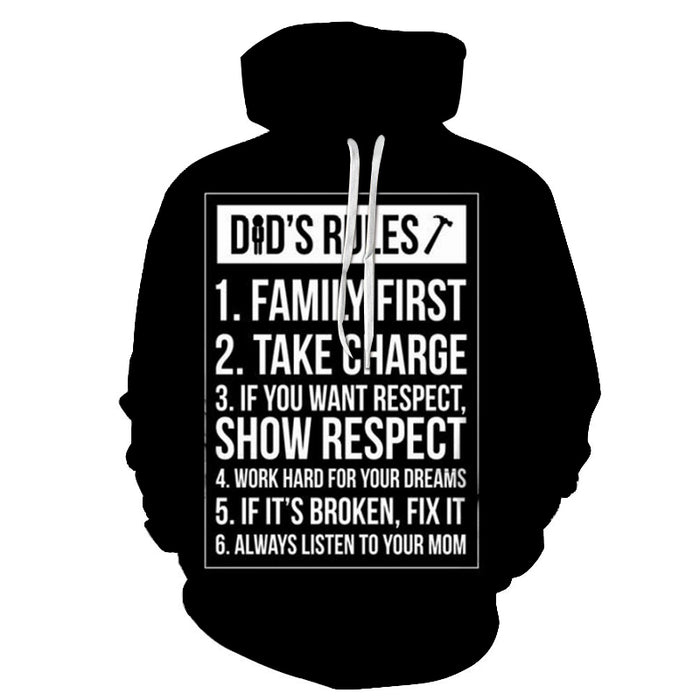 Dad's Rules 3D Sweatshirt Hoodie Pullover