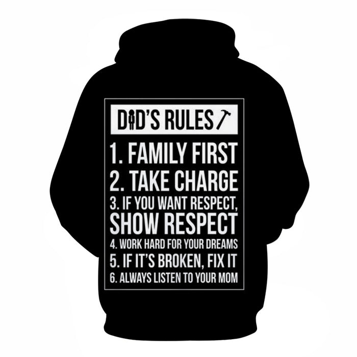 Dad's Rules 3D Sweatshirt Hoodie Pullover