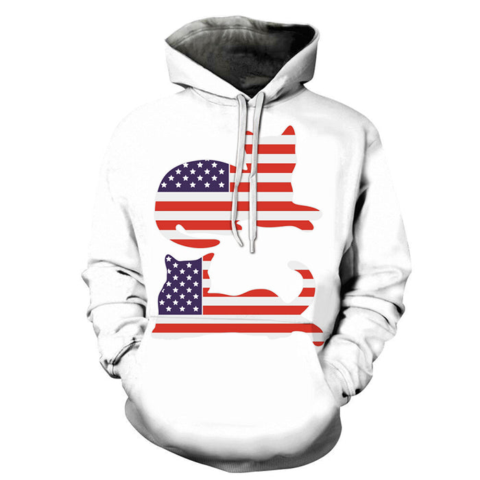 Two Cats American Flag 3D - Sweatshirt, Hoodie, Pullover
