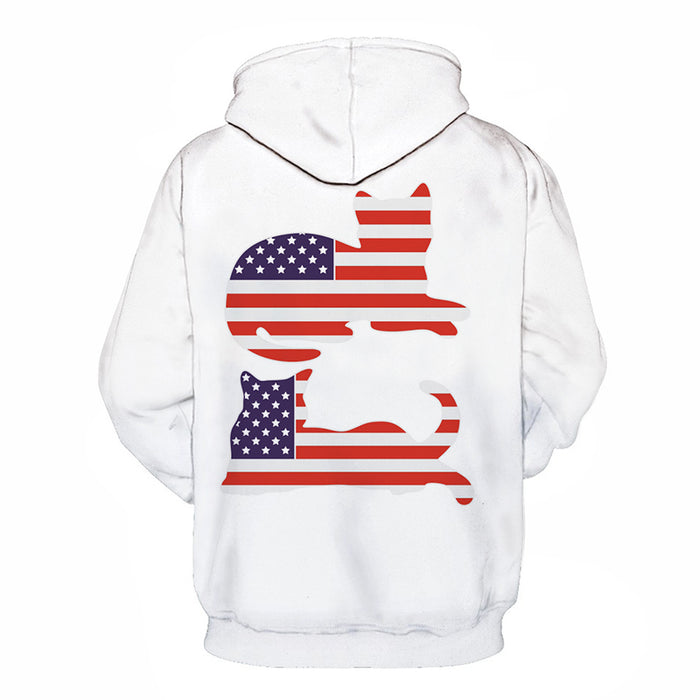 Two Cats American Flag 3D - Sweatshirt, Hoodie, Pullover