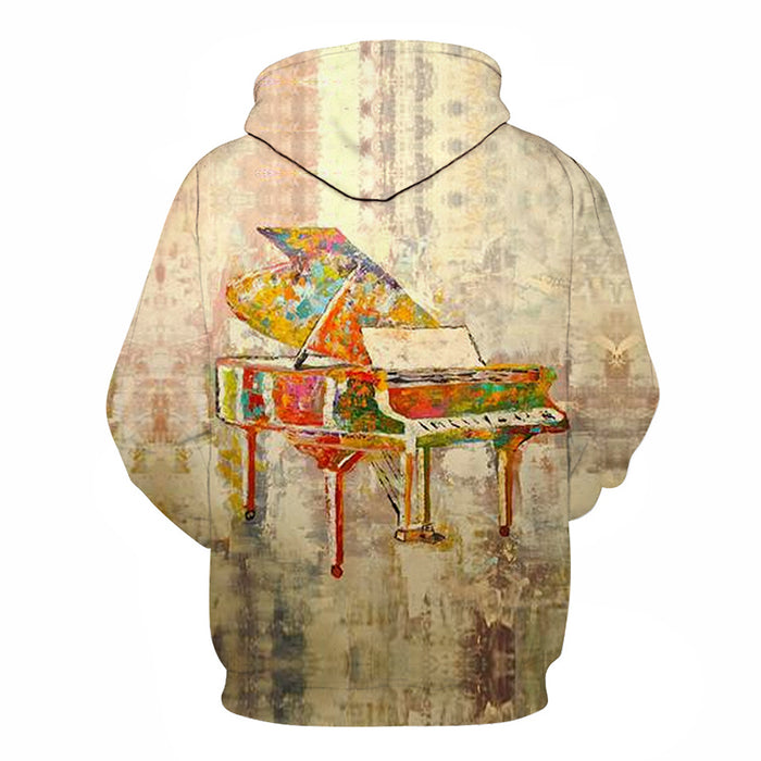 3D Colorful Painted Piano - Hoodie, Sweatshirt, Pullover
