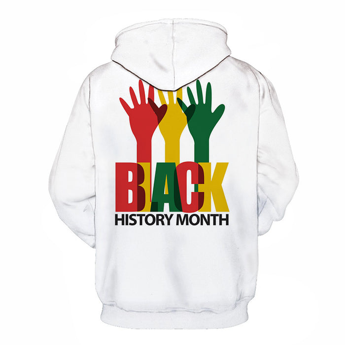 White Hand Print Black History Month 3D - Sweatshirt, Hoodie, Pullover