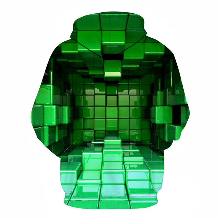 Green Cube Illusion Room 3D - Sweatshirt, Hoodie, Pullover