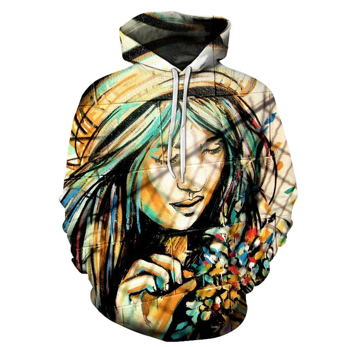 Artsy Girl Oil Painting 3D - Sweatshirt, Hoodie, Pullover