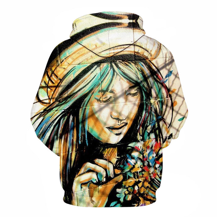 Artsy Girl Oil Painting 3D - Sweatshirt, Hoodie, Pullover