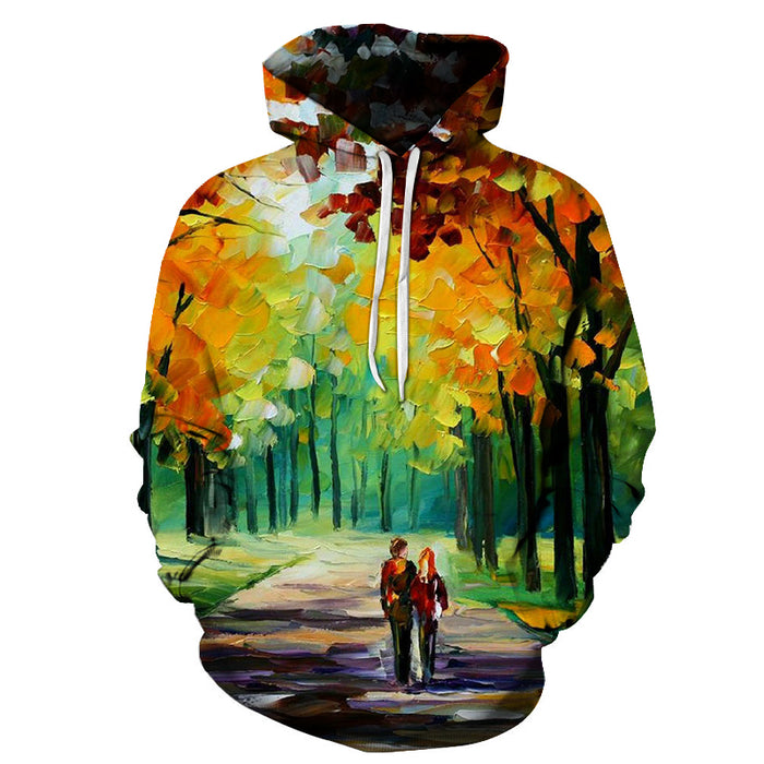 Couple in the forest Oil Painting 3D - Sweatshirt, Hoodie, Pullover