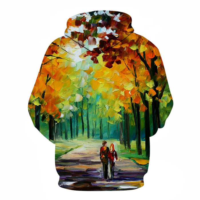 Couple in the forest Oil Painting 3D - Sweatshirt, Hoodie, Pullover