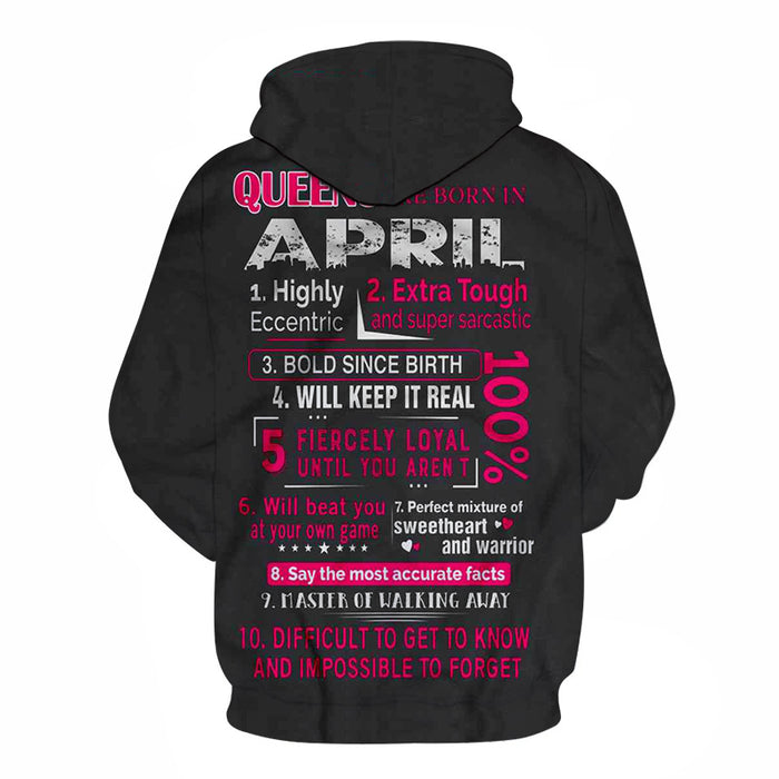 April Born Girls Personality 3D - Sweatshirt, Hoodie, Pullover