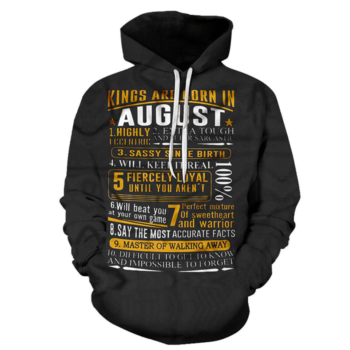 Kings are born in August 3D - Sweatshirt, Hoodie, Pullover