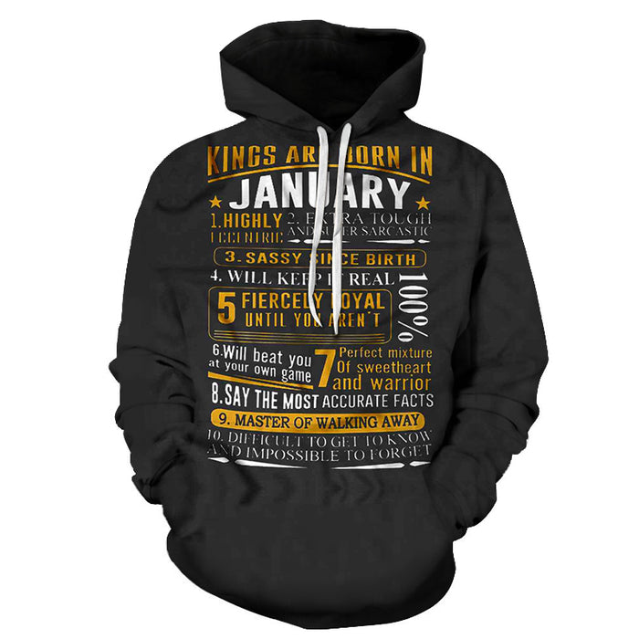 Guys Born in are Born in January 3D - Sweatshirt, Hoodie, Pullover